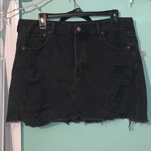 American Eagle Black Distressed Denim Skirt NWOT
